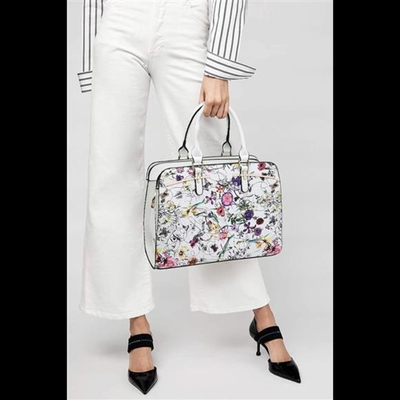 2 Pcs Vegan Leather Women Handbag Wallet Tote Bag Shoulder Bag w/ 3 Compartments - Picture 2 of 5